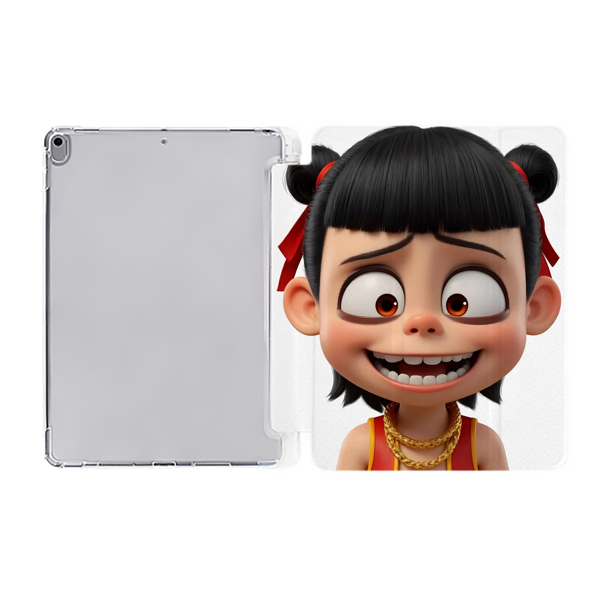 （画像用） Ne Zha 2 ナタ 魔童の大暴れ IPad ケース ペン収納付き 三つ折りスタンド PUレザー×シリコン 対応機種9.5/10.5/10.9インチ